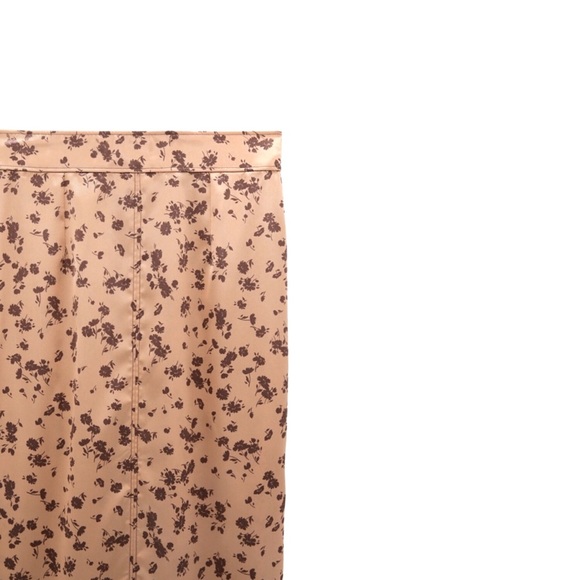 Zara NWT Satin Effect Midi Floral Skirt Small Peach Beige - Picture 3 of 10